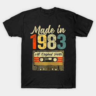 40Th Birthday Gift Vintage Made In 1983 Cassette 40 Year Old T-Shirt